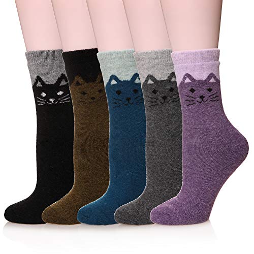 a set of cat socks in a variety of colors