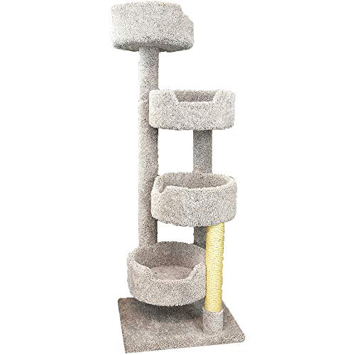 carpeted cat tower with four levels