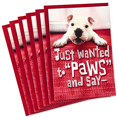 Valentine's Day card pack with white Bulldog puppy pictured