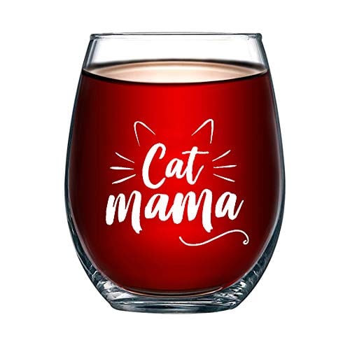 "Cat Mama" stemless wine glass