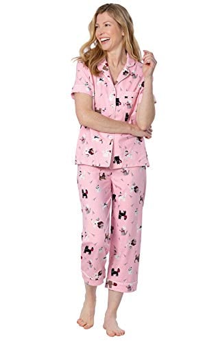 woman in pink cat pajamas