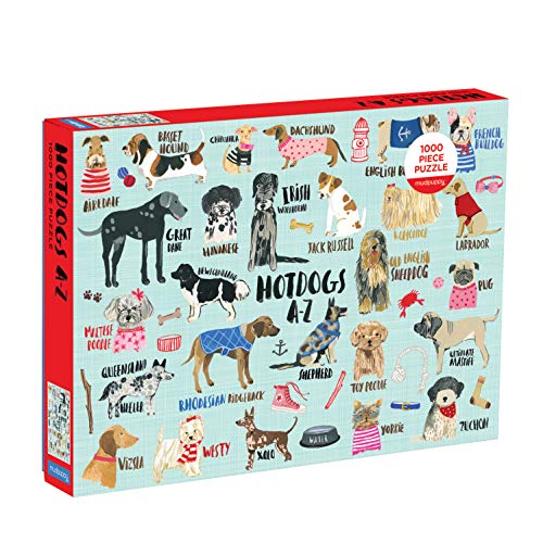 Hot Dogs A-Z 1,000 Piece Jigsaw Puzzle gift for dog moms
