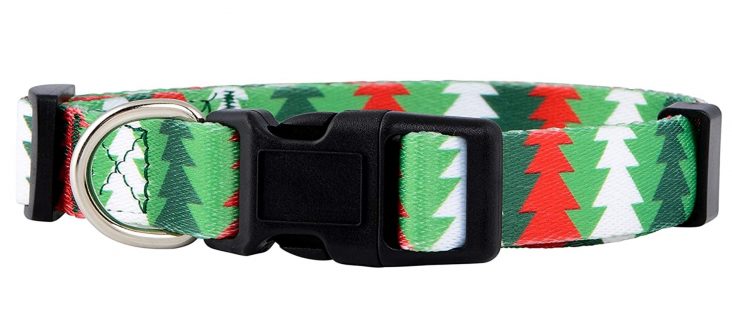 Native Pup Christmas tree print collar