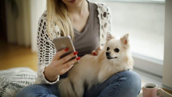 woman using dog app