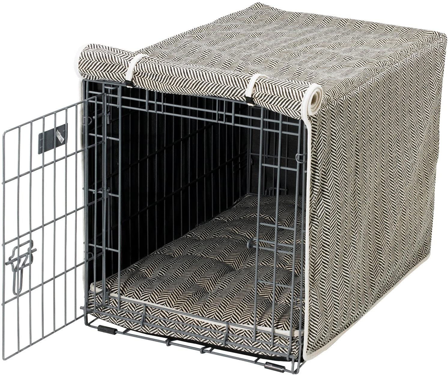 Pockets and Mesh Window for Small Medium and Large Dog Dog Crate Cover with 1 2 3 Doors Oxford Fabric Pet Kennel Cover Universal Fit for 24 30 36 42 48 Inch Dog Crate 