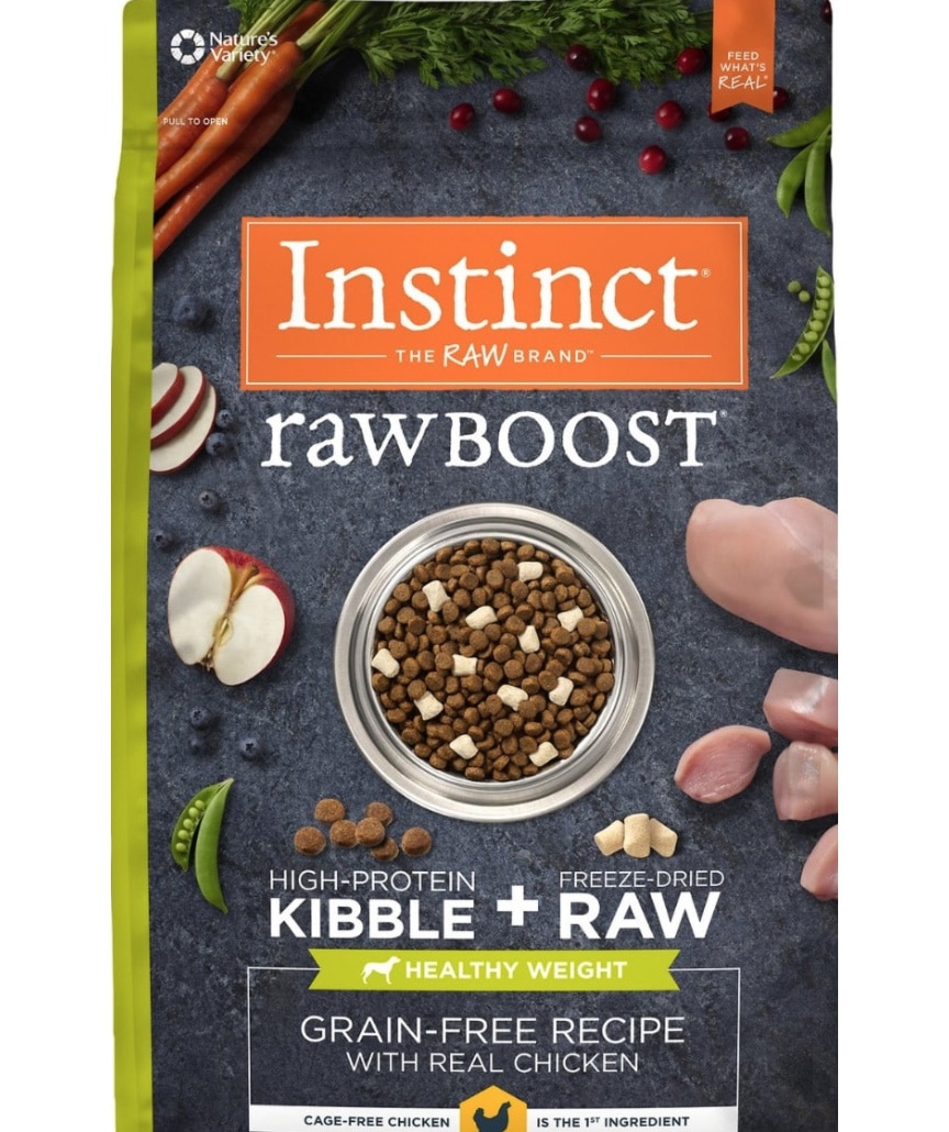 přírodní odrůda instinkt Raw Boost zdravá hmotnost kuřecí recept bez zrna