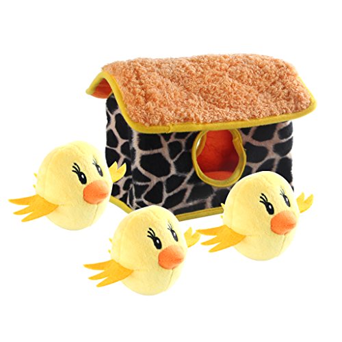 squeaky chicken hide-and-seek plush house with three chicks