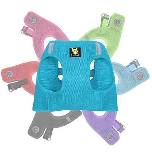 a rainbow of color options in the EcoBark Velcro harness for dogs