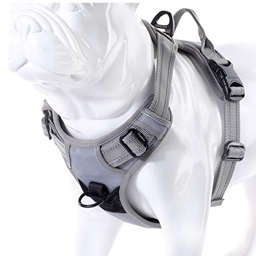 Gray Truelove Soft Harness on plastic bulldog model