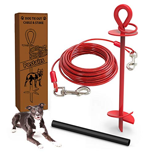 Camping Garden Outdoor Cable Pet Dog Lead and Tie Out Stake Tether Anchor New 