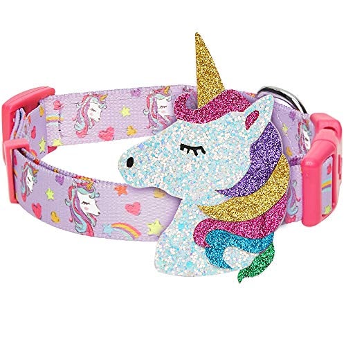unicorn themed bling dog collar