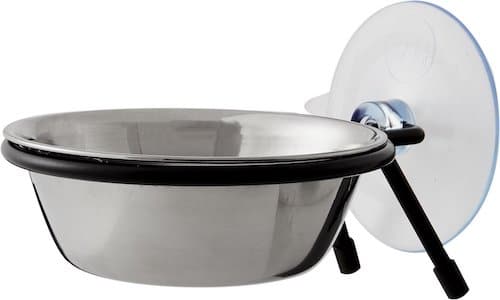 Stainless steel cat food bowl with large suction cup for adhesion