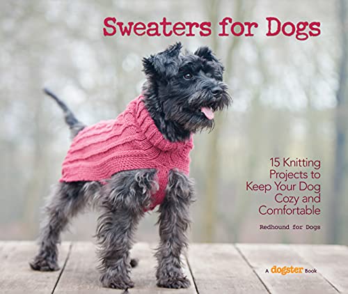 cover of book on how to knit a dog sweater with dog in pink sweater