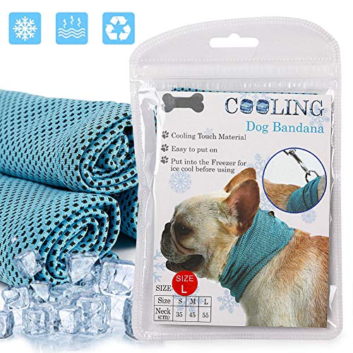 Package with blue mesh cooling pet bandana