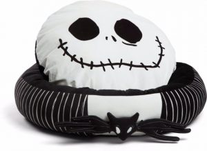 Best Friends by Sheri Nightmare Before Christmas round Jack Skellington bolster bed with round skeleton cushion