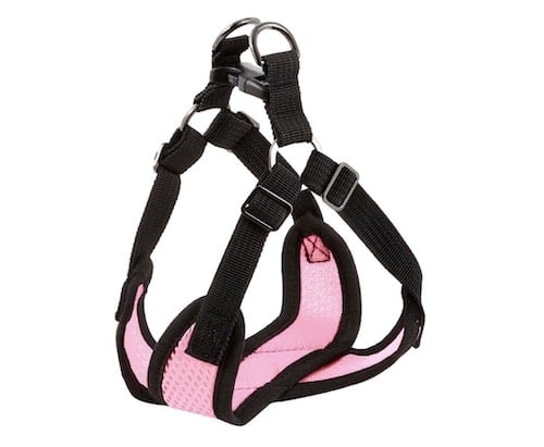 pink and black dog harness