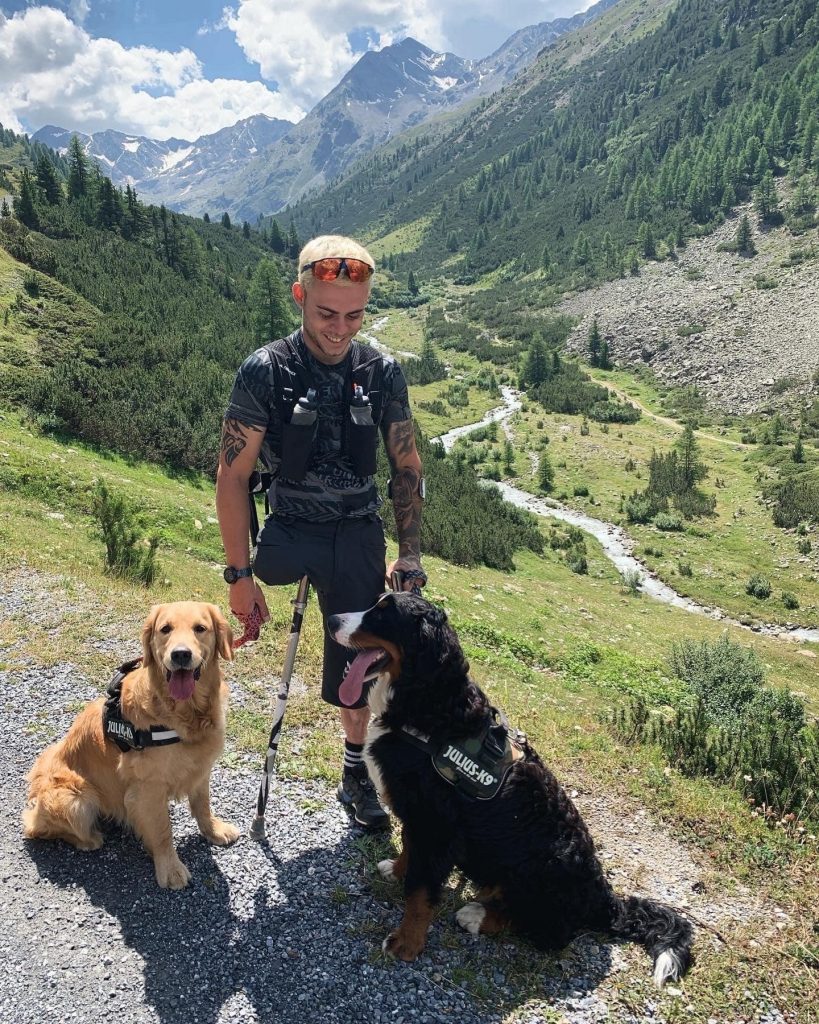 Andrea Pusateri with his dogs, Maya and Sally