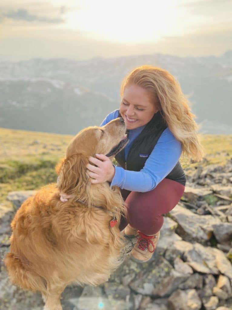 Harvey and his mom Erica on top of a mountain