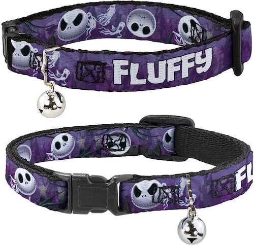 purple cat collar with Nightmare Before Christmas images