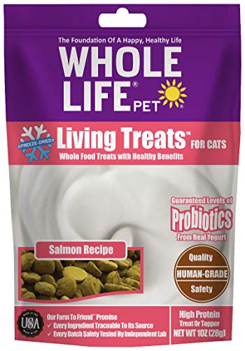 Bag of whole life cat treats with salmon and pumpkin