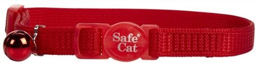 Safe cat collar in red with bell