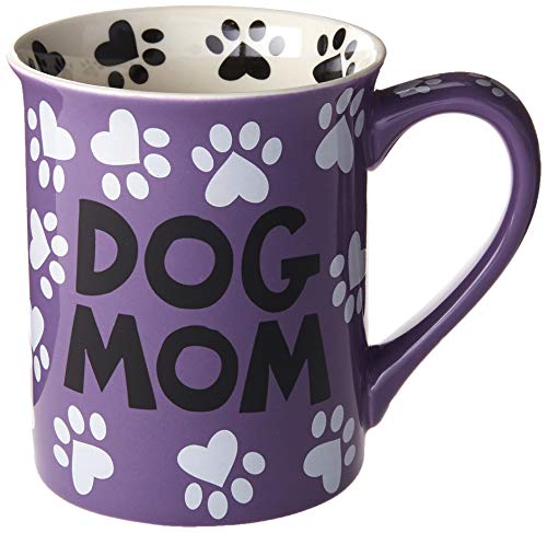 Dog mom coffee mug in purple with paw prints