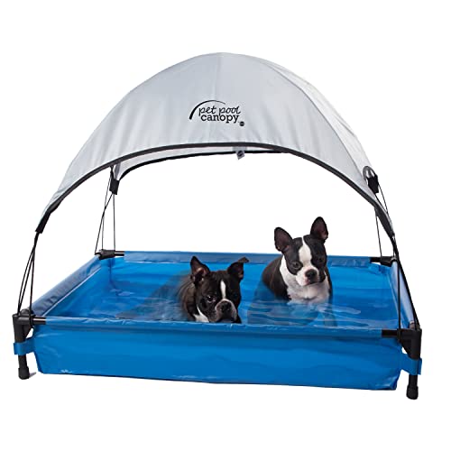 Two dogs in K&H Pet pool and canopy