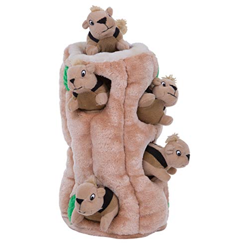 Plush log with squeaky squirrel toys