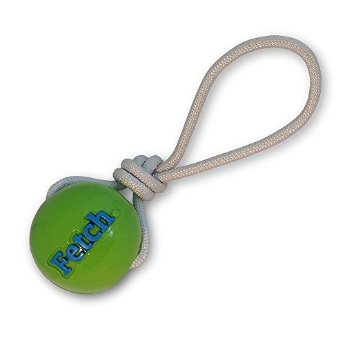 Sustainable dog fetch toy with rope and ball