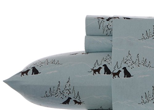 Eddie Bauer dog pattern flannel sheet gift set for dog owners