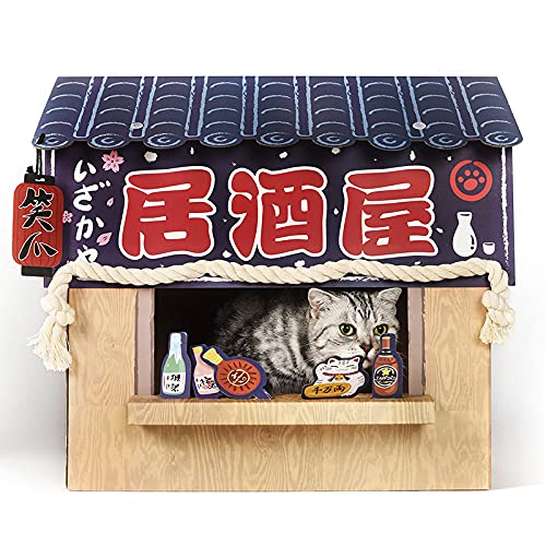 Cardboard cat house in the shape of an Izakaya bar