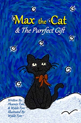 Cat sitting in snowy night: "Max the Cat & the Purrfect Gift"