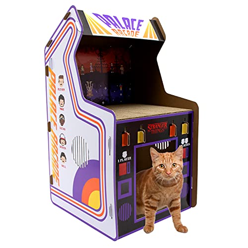 Stranger Things arcade machine cardboard cat house