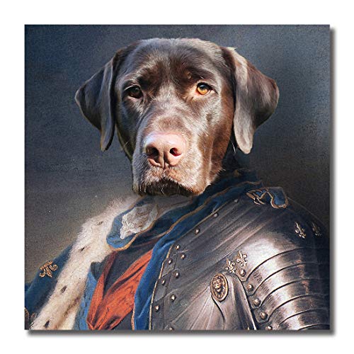 Realistic portrait of dog in suit of armor