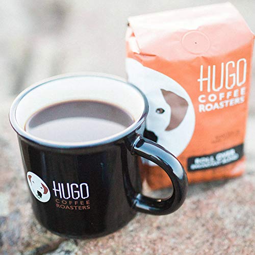cup of coffee and bag of beans from Hugo Coffee, dog owner gift