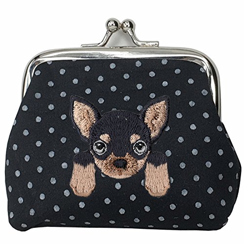 Coin purse with Chihuahua embroidered on front