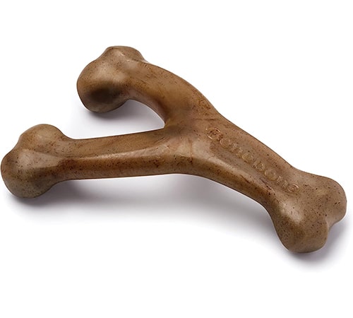 wishbone-shaped small dog chew toy for Boston Terriers