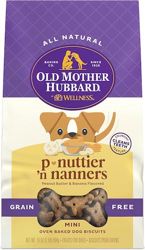 A bag of peanut butter grain-free dog treats