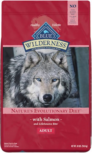 Red bag of Blue Wilderness dry dog food