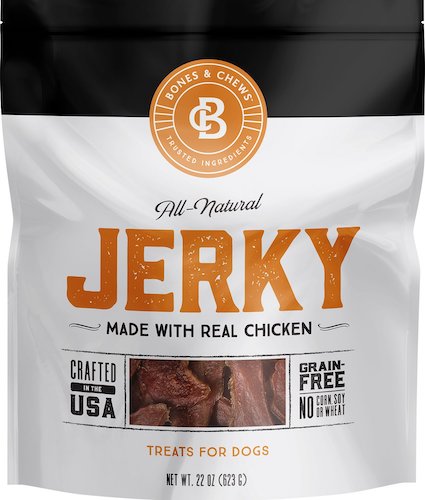 Bag of grain-free jerky treats for dogs