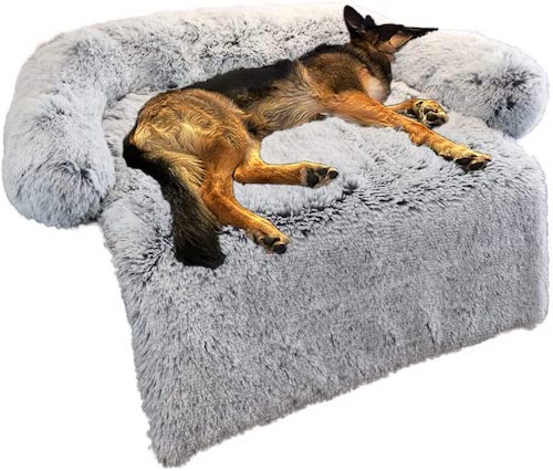 Dog sleeping on furniture protector
