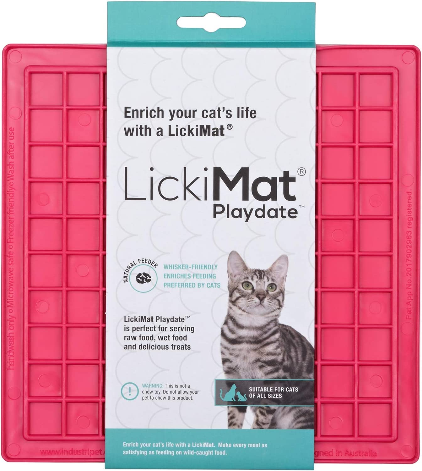 Grid-style cat lick mat in red