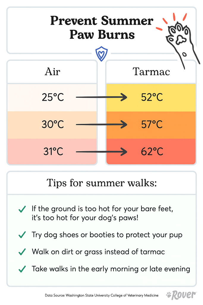 A chart comparing the air and asphalt temperatures during hot weather