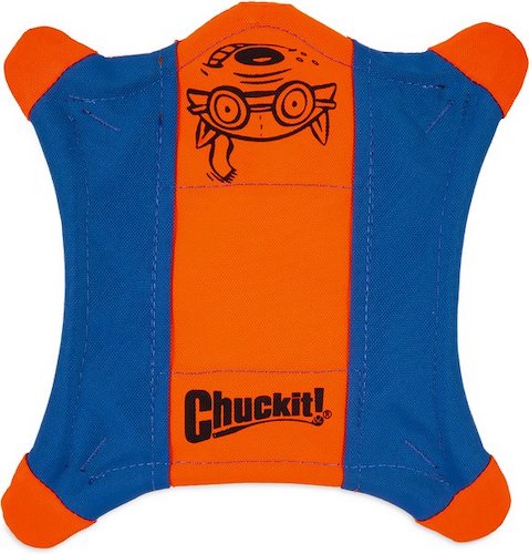 Blue and orange ChuckIt dog toy