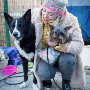 A woman in Ukraine helping dogs during the crisis