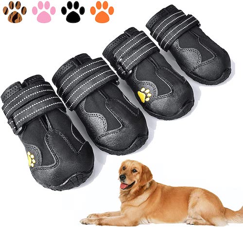 Breathable Flyknit Naivedream Dog Paw Protectors Boots for Hardwood Hot Pavement Snow Rubber Coating Toe Cap Waterproof Anti-Slip Rugged Boots Soles Safe Reflective Control Straps Adjustable 