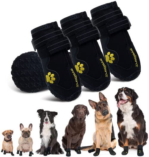 Dog Shoes Anti Slip Dog Socks for Small to Large Dogs Waterproof Dog Boots with Reflective Fasten Strap Perfect for Indoor & Outdoor Wear 