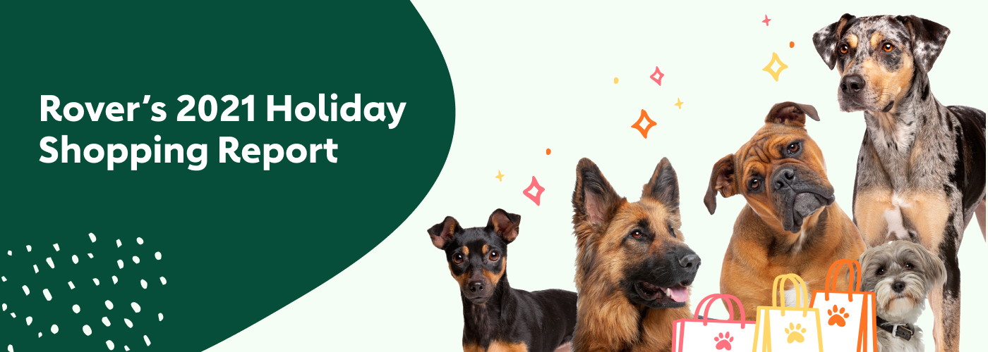 Rover's Holiday Shopping Report: a banner with dogs celebrating the holiday season