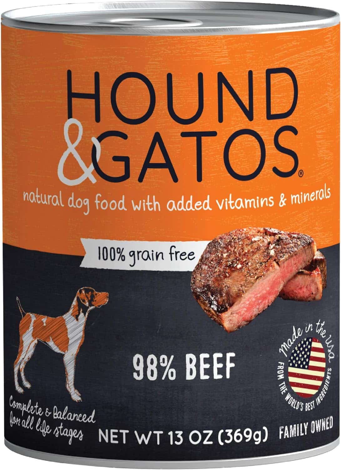 hound and gatos beef recipe canned dog food