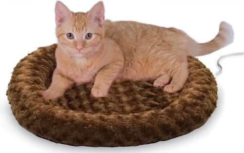 K&H Fashion Splash heated cat bed in mocha